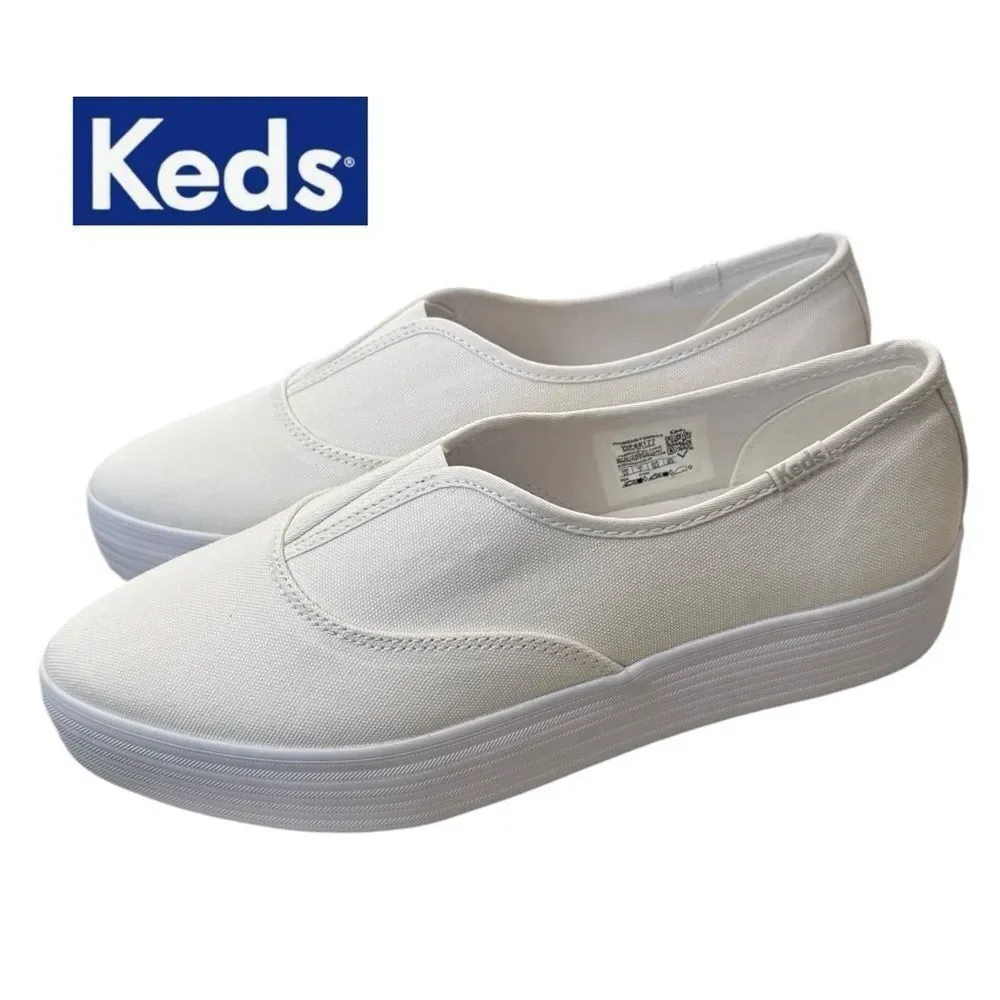 New KEDS Point Slip White Canvas Slip-on Sneakers 8.5